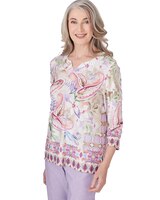 Alfred Dunner® Garden Party Paisley Floral Border Top thumbnail number 3