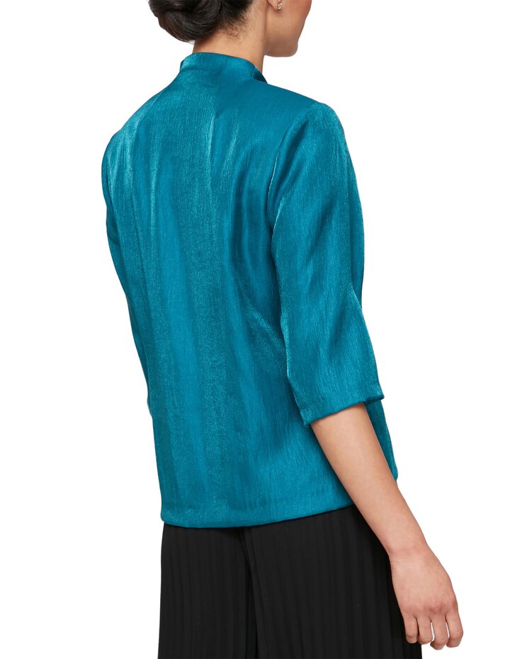 3/4 Sleeve Blouse with Asymmetric Overlay Hem by Alex Evenings image number 2