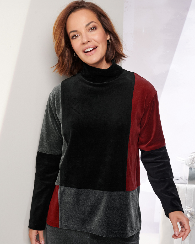 Colorblock Velour Pullover image number 1