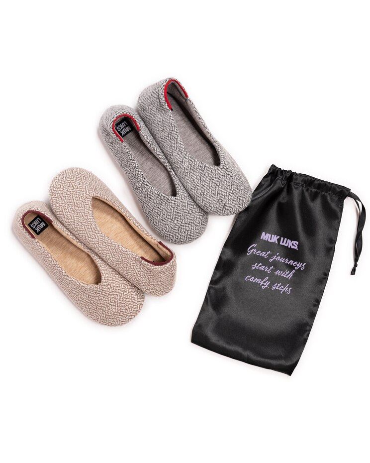 MUK LUKS® Women's Travel Ballerina 2Pr Pack Slippers image number 4