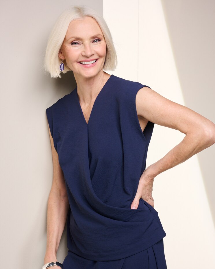 Washed Crepe Wrap Top image number 1