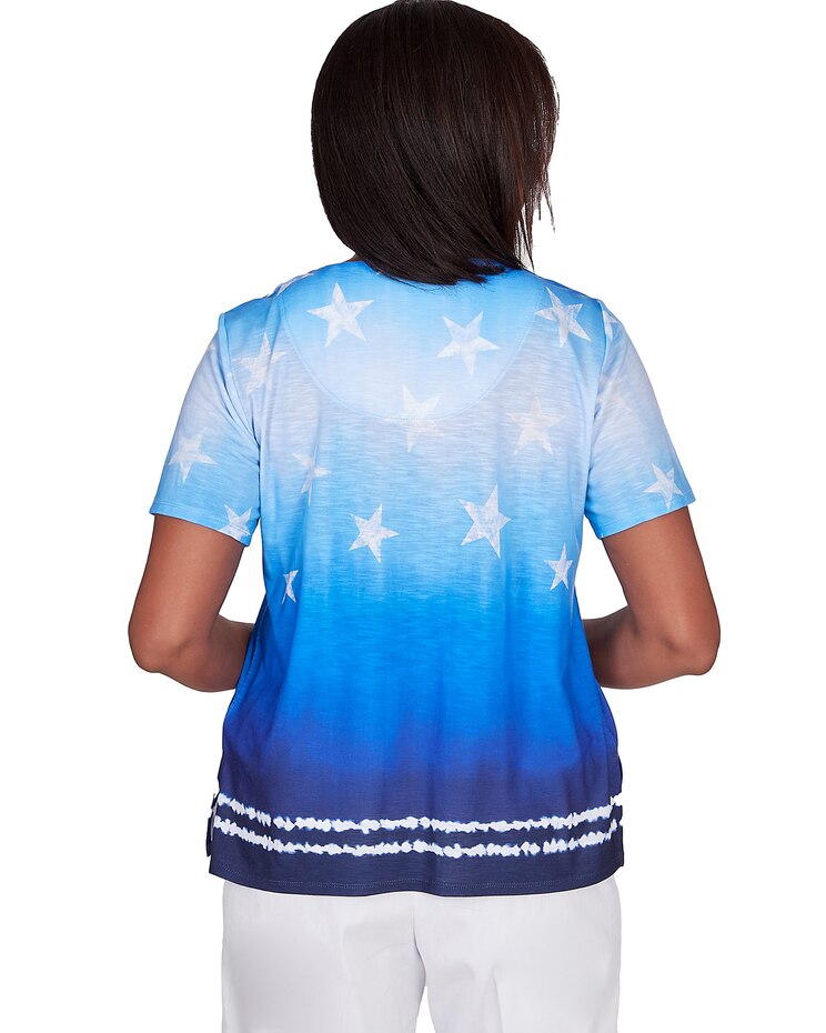 Alfred Dunner® All American Tie Dye Stars Short Sleeve Tops image number 2