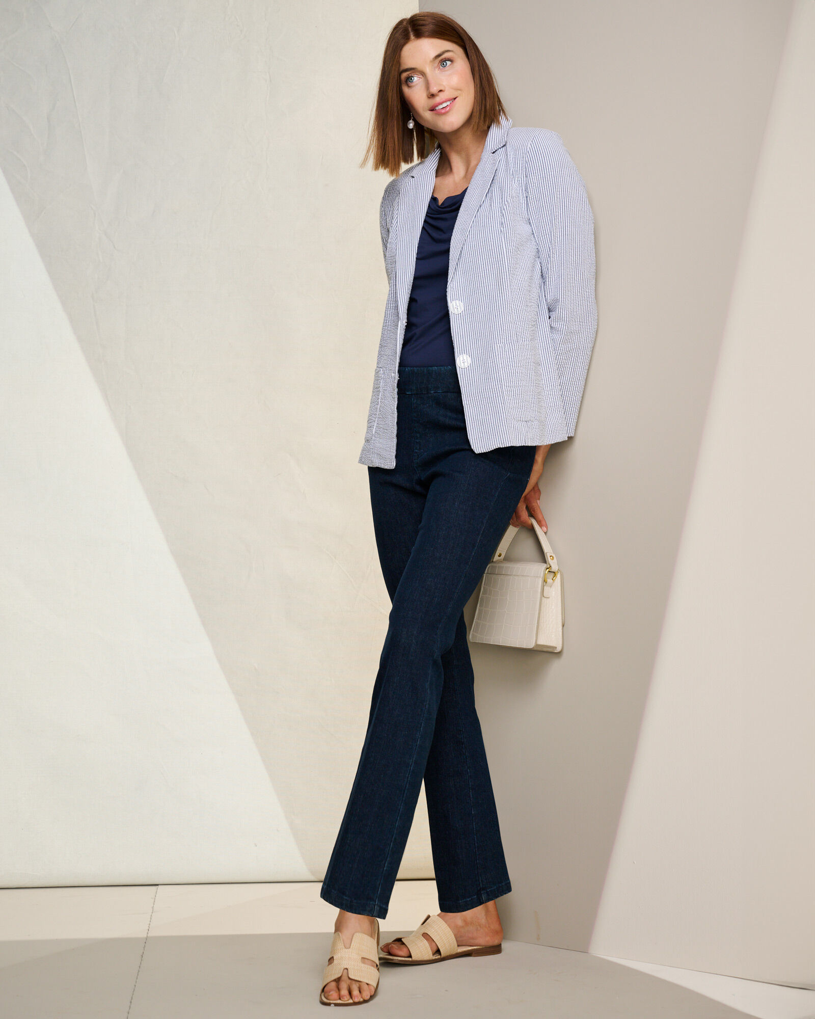 Seersucker blazer with jeans clearance