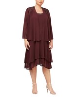 S.L. Fashions Sequin Beaded Shoulder Jacket Dress thumbnail number 1