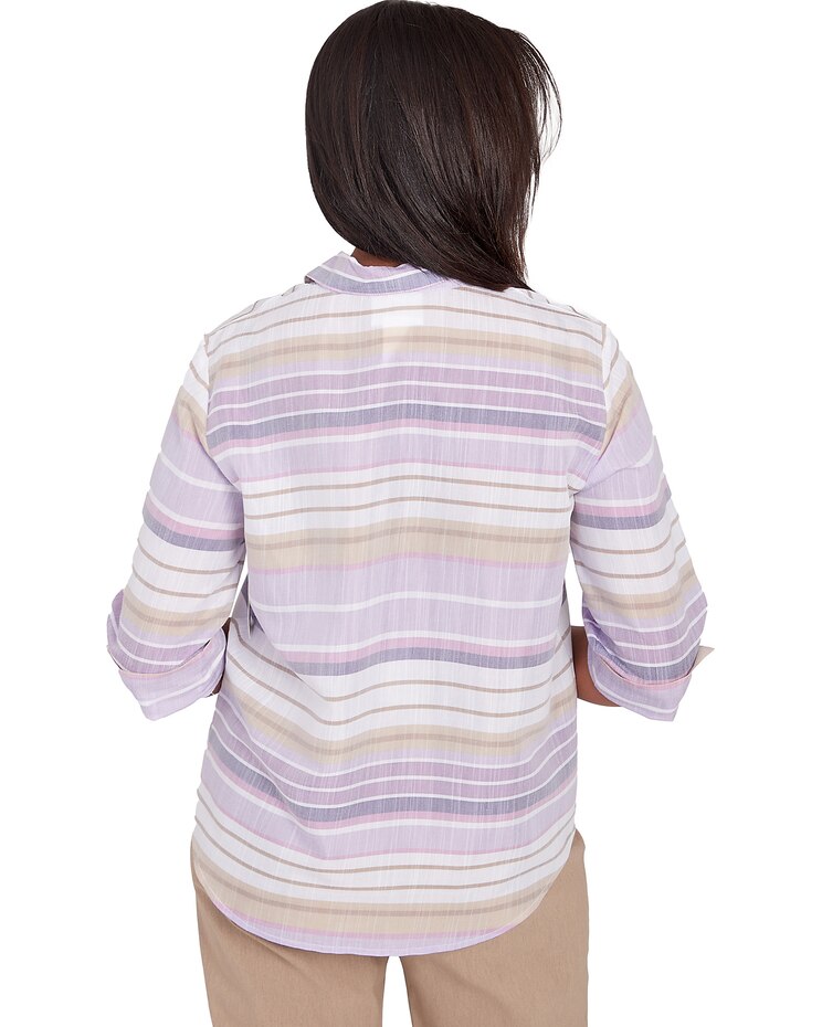 Alfred Dunner® Charm School Horizonatal Stripe Button Down Top image number 2