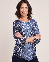 Alfred Dunner® Moody Blues Tie Dye Paisley Jacquard Top thumbnail number 1
