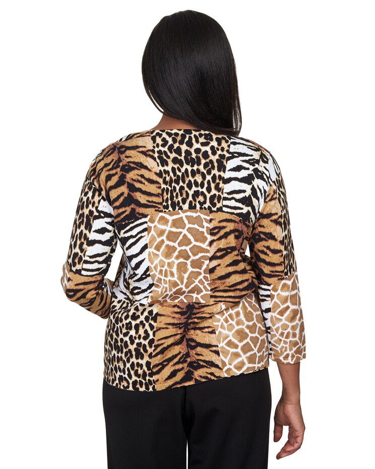 Alfred Dunner® Split Neck Animal Patch Top image number 5