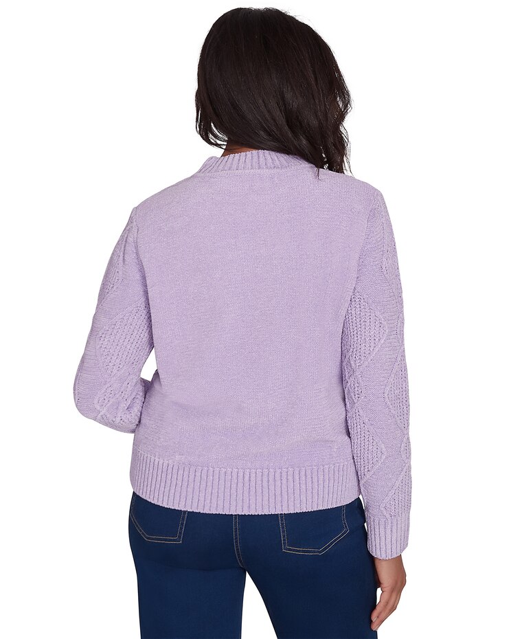 Alfred Dunner® Classics Chenille Diamond Turtleneck Sweater image number 4