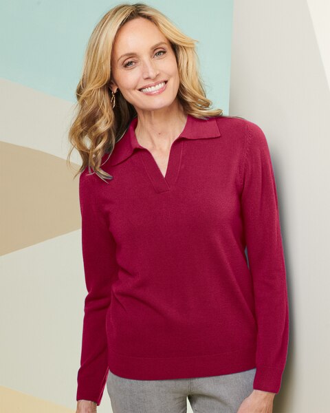 Soft Spun Acrylic Polo Sweater