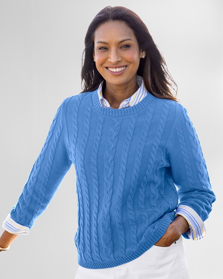 Bayside Cotton Mixed-Cable Pullover image number 1
