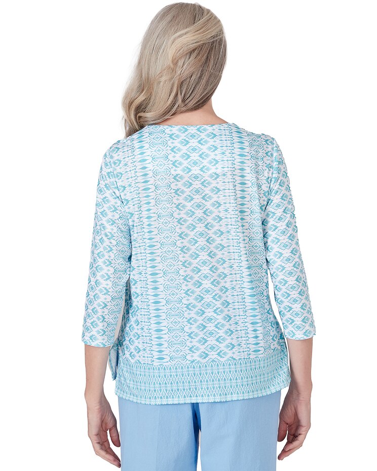 Alfred Dunner® Hyannisport Square Neck Geometric Border Top image number 2