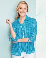 Chiffon Dot Print 3/4 Sleeve Shirt thumbnail number 1