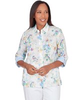 Alfred Dunner® Painted Birds Button Down Top thumbnail number 1