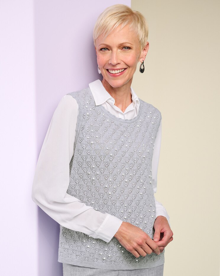 Alfred Dunner 2Fer Vest With Pearls image number 1