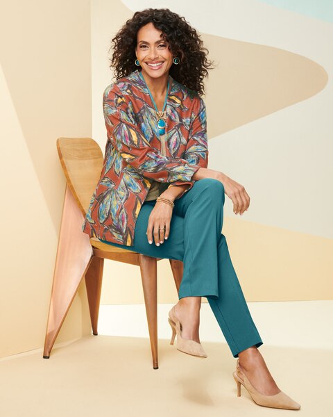 Autumn Foil Leaf Microsuede Topper & Slimtacular Ultimate Fit Pants