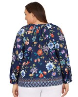 Alfred Dunner® Lake Placid Floral Geometric Border Blouse thumbnail number 3