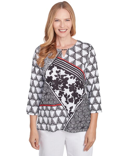 Alfred Dunner® Wild At Heart Geometric Multi Textured Patchwork Top