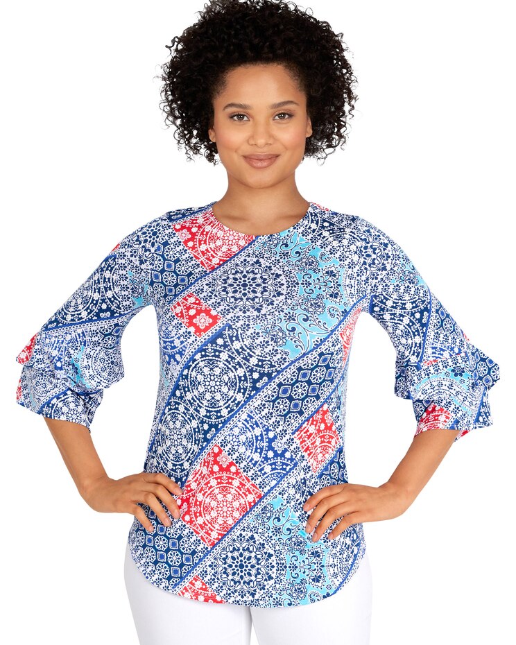Ruby Rd® Bandana Puff Top image number 1
