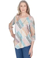 Alfred Dunner® Scottsdale Stained Glass Popcorn Top With Necklace thumbnail number 3