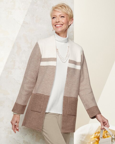 Alfred Dunner Blocked Sweater Cardigan