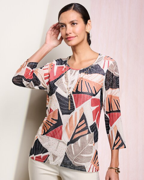 Tropical Mesh Tee by Alfred Dunner