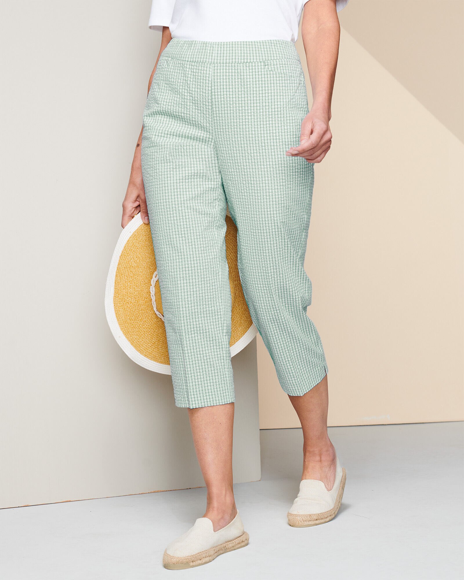 Seersucker capris plus size discount