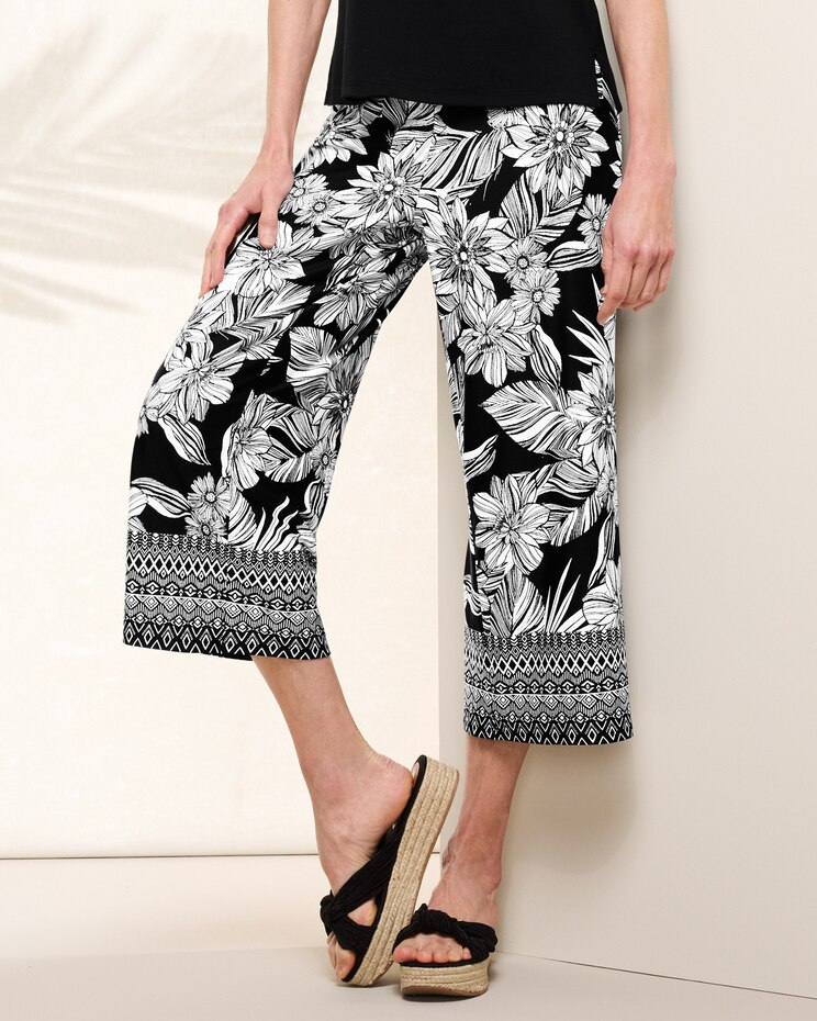 Floral Geo Border Print Pants image number 1