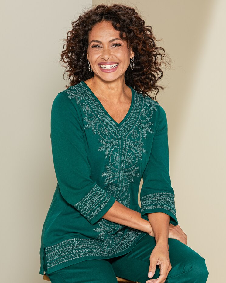 Two-Tone Embroidered Tunic image number 1