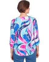 Alfred Dunner® Puff Print Stained Glass Swirl Split Neck Top thumbnail number 2