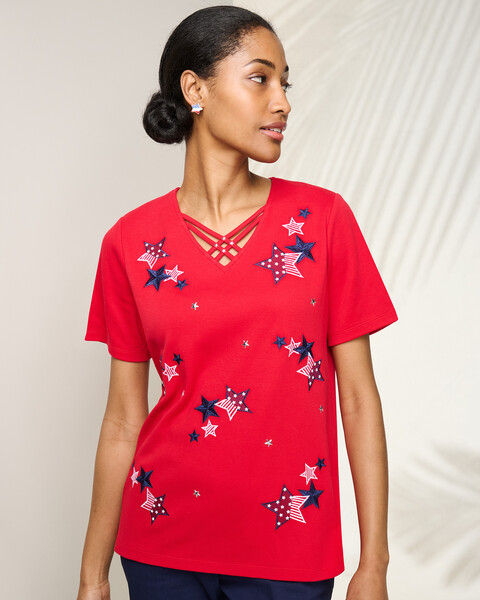 Alfred Dunner Embroidered Stars Tee