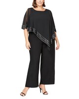 S.L. Fashions Jumpsuit with Attached Asymetric Cape and Silver Hem Detail thumbnail number 3