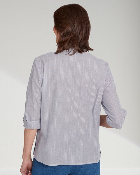 Metallic Striped Shirt with Embroidery by Alfred Dunner