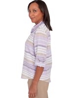 Alfred Dunner® Charm School Horizonatal Stripe Button Down Top thumbnail number 4