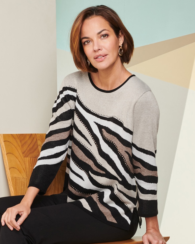 Alfred Dunner Animal Jacquard Sweater image number 1