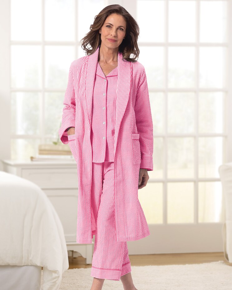 Cotton Seersucker Wrap Robe image number 1