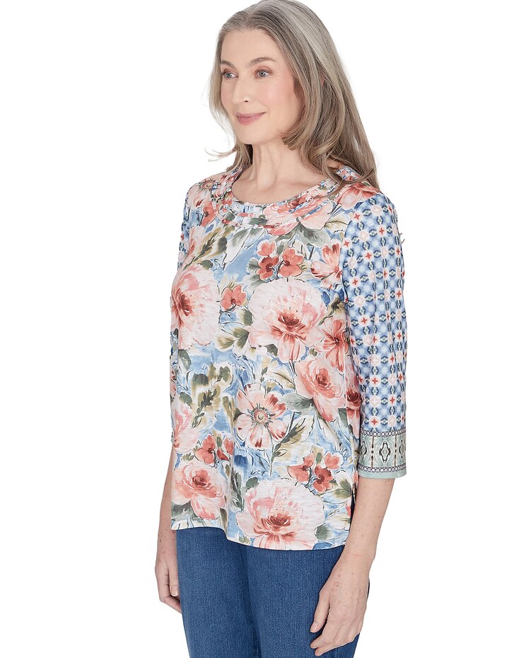 Alfred Dunner® Scottsdale Floral Geometric Triple Knot Top image number 3