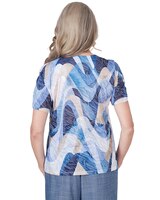 Alfred Dunner® Blue Bayou V-Neck Wavy Abstract Top thumbnail number 2