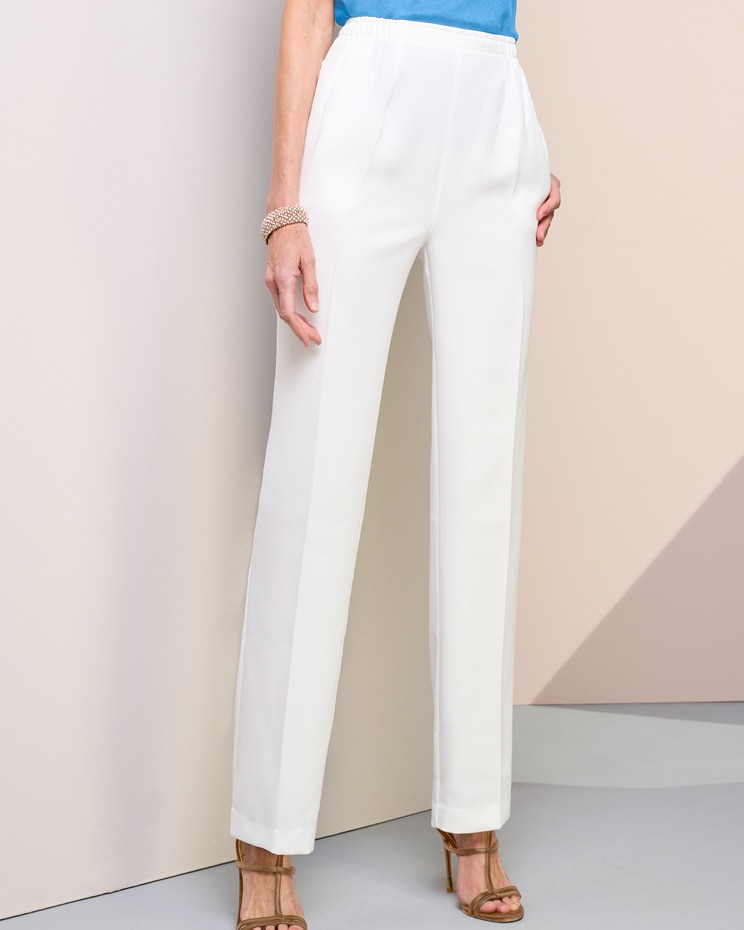 Herringbone Straight Leg Pull-On Pants image number 1