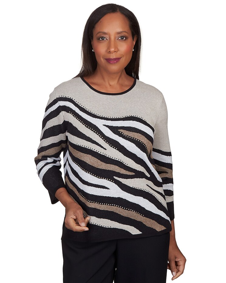 Alfred Dunner® Classics Animal Jacquard Beaded Top image number 1