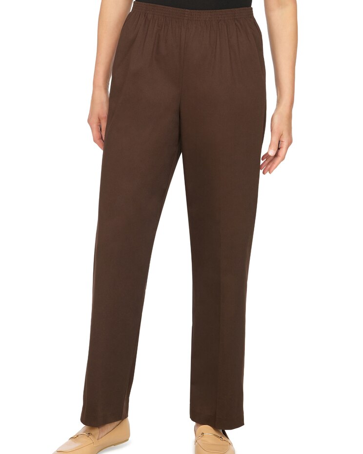Alfred Dunner Classic Pull-On Twill Proportioned Straight Leg Pants image number 1