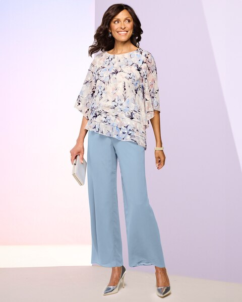 Alex Evenings Triple Tier Floral Burnout Top