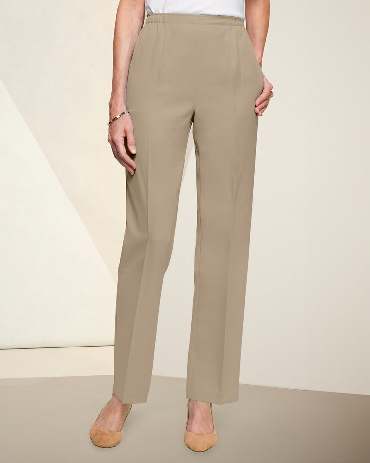Herringbone Straight Leg Pull-On Pants image number 1