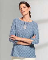 Norm Thompson™ Travel Knit Three-Quarter-Sleeve Tee thumbnail number 1