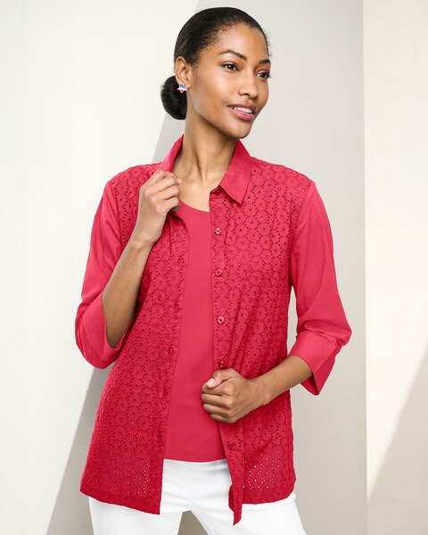 Eyelet Paneled Shirt