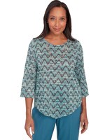 Alfred Dunner® Sedona Sky Novelty Space Dye Top With Necklace thumbnail number 1