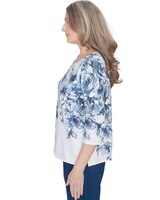 Alfred Dunner® Classics Floral Shimmer Three Quarter Sleeve Top thumbnail number 4