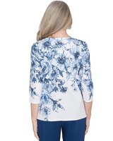 Alfred Dunner® Classics Floral Shimmer Three Quarter Sleeve Top thumbnail number 2