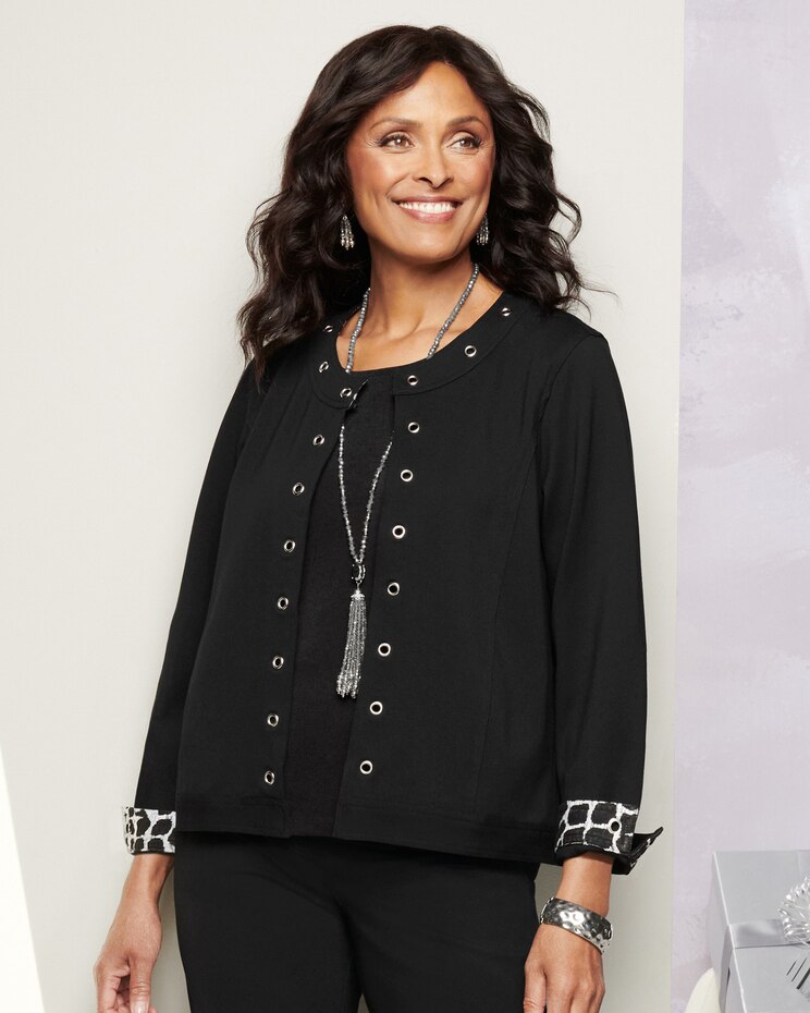 Alfred Dunner Animal Trim Ponte Jacket image number 1