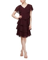 S.L. Fashions Pebble Georgette Caped Tiered Dress thumbnail number 1