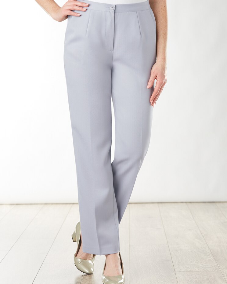Herringbone Straight Leg Zip-Front Pants image number 3